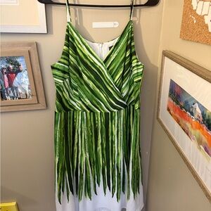 The Limited Vibrant Green and White Striped Midi Dress